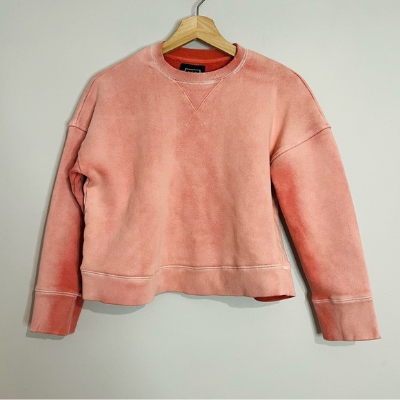 AYR Women's Sweatshirt Pink XS Cropped Crew Neck Knit Long Sleeve Relaxed Fit - Picture 1 of 9